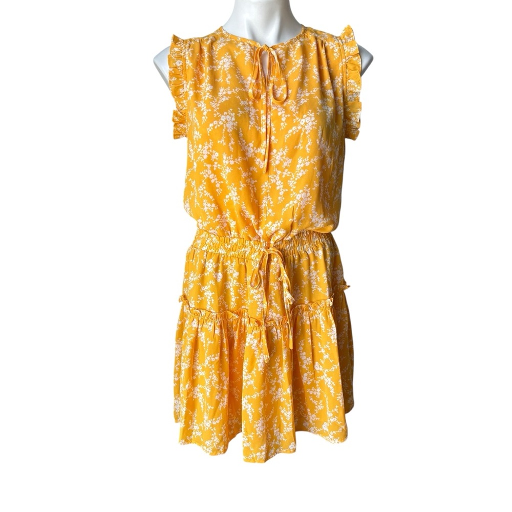 NWT, Pinch Tiered Ruffle Floral Blouse Cap Sleeve Elastic Waist, Sz M - Picture 4 of 15